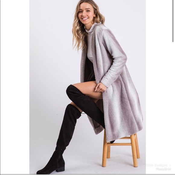 Luxurious Faux Fur Open Front Long Coat - Picture 5 of 7